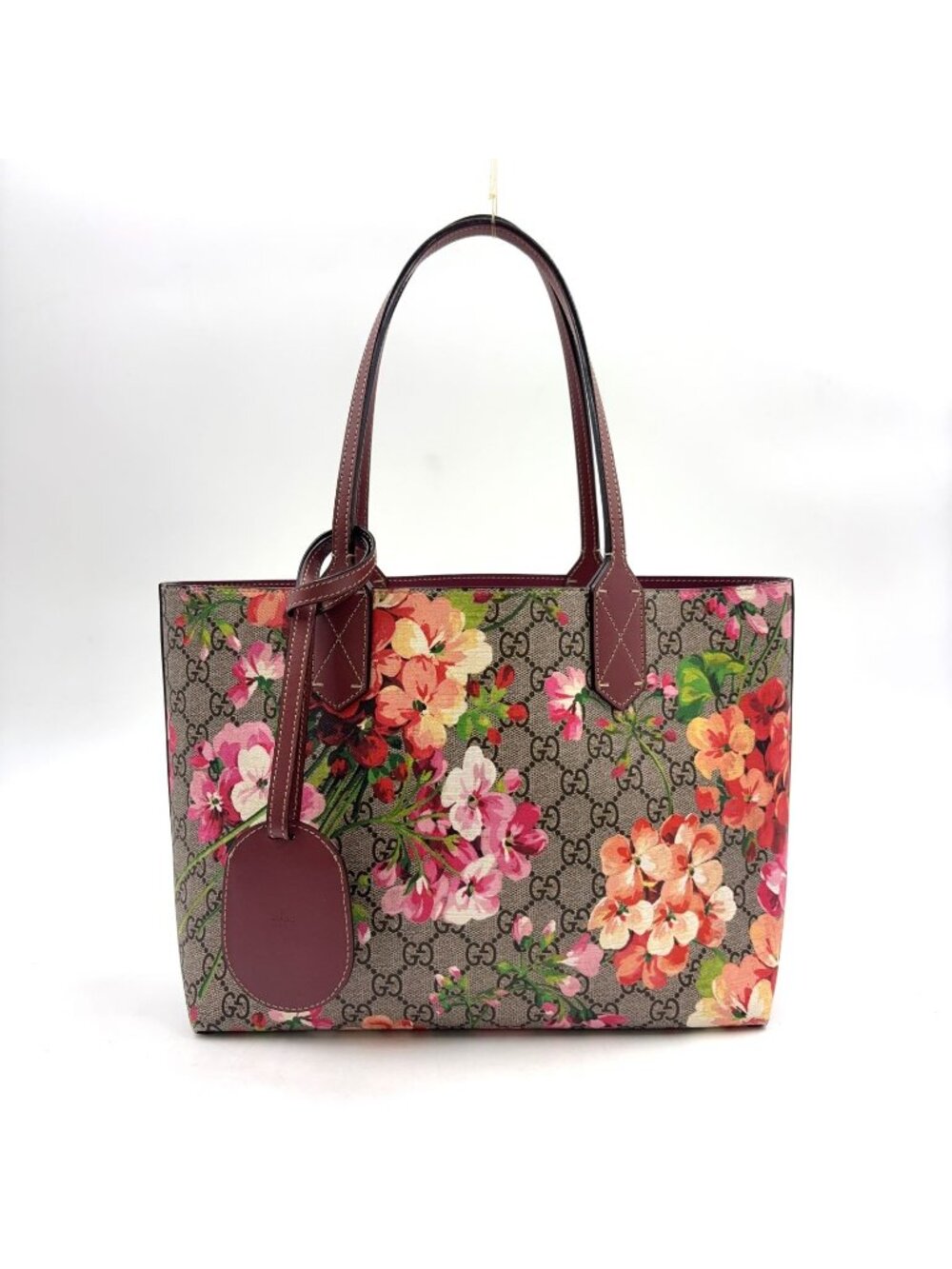Gucci GG Supreme Leather Beige Bordeaux Tote